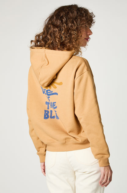 Polerón Mujer Hoodie Relax Print Beige