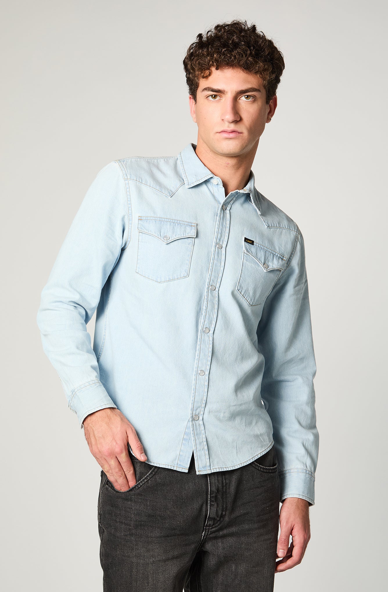 Camisa Hombre Regular Western Celeste