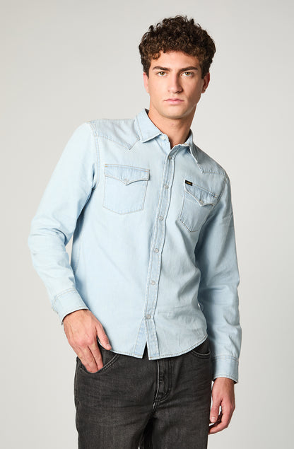 Camisa Hombre Regular Western Celeste