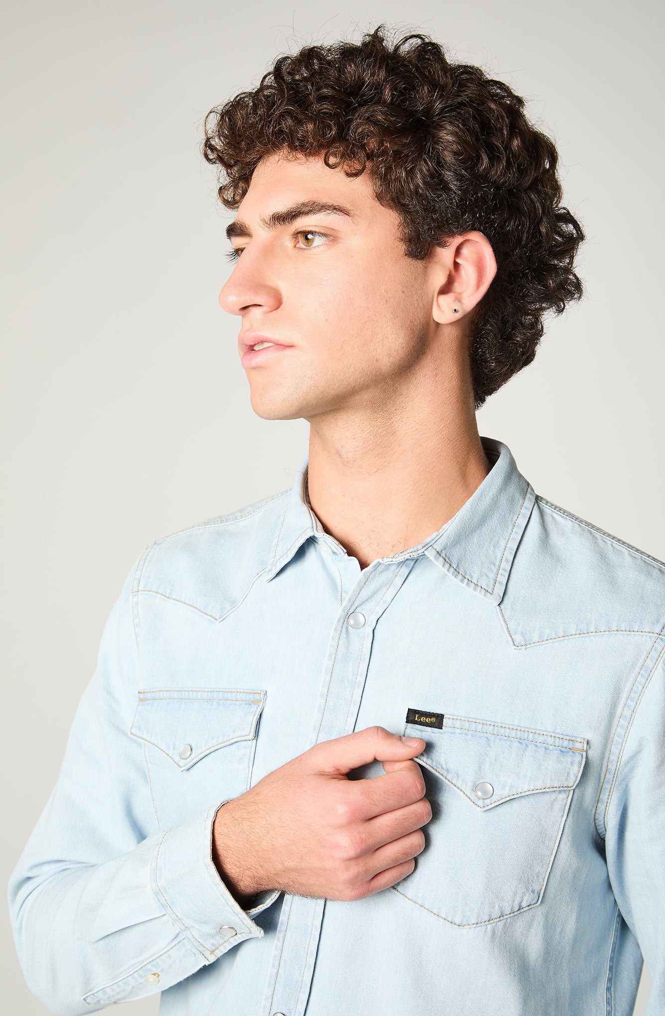 Camisa Hombre Regular Western Celeste