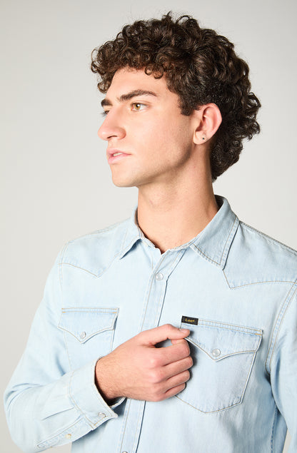 Camisa Hombre Regular Western Celeste
