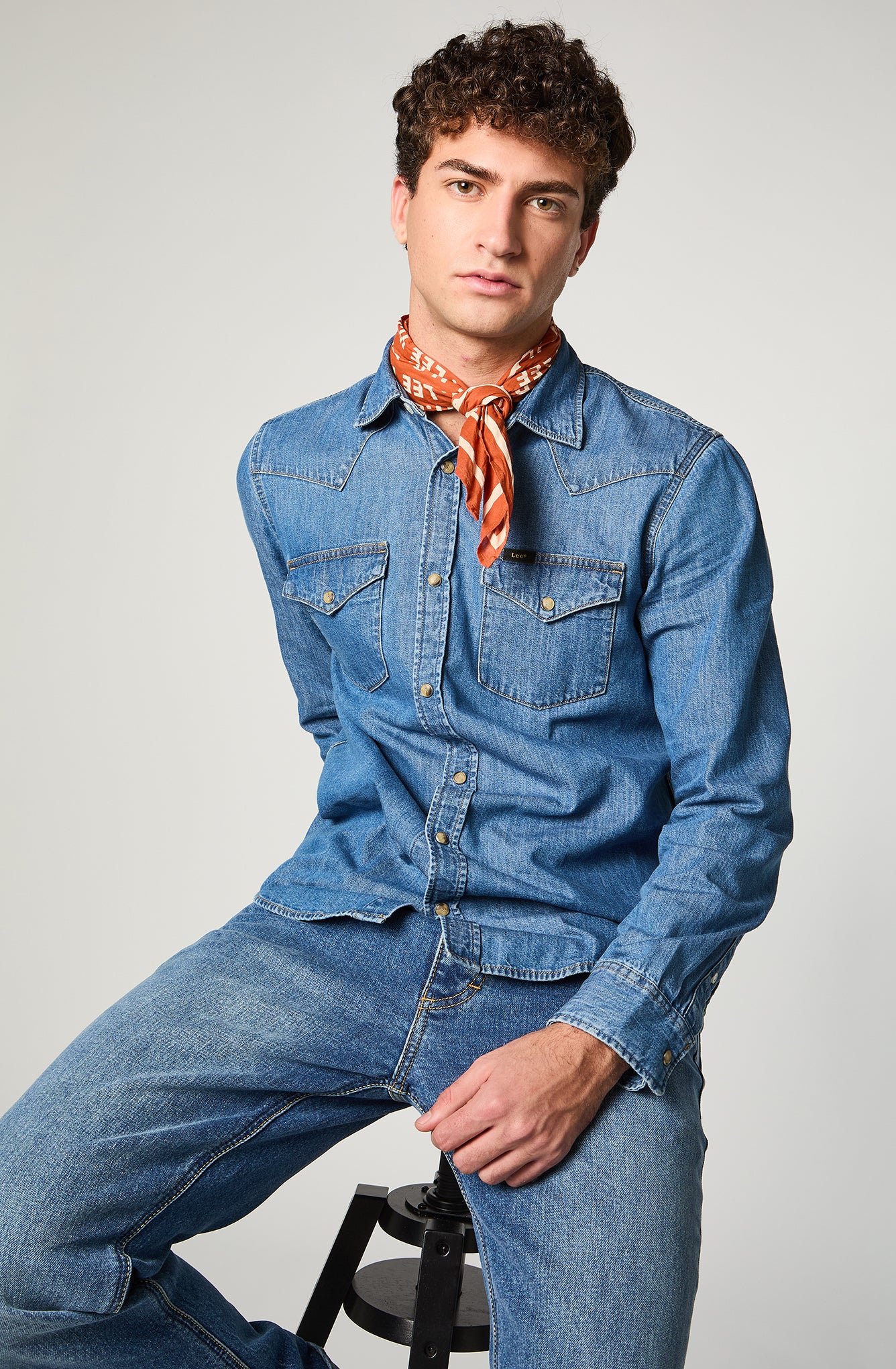 Camisa Hombre Regular Western Azul