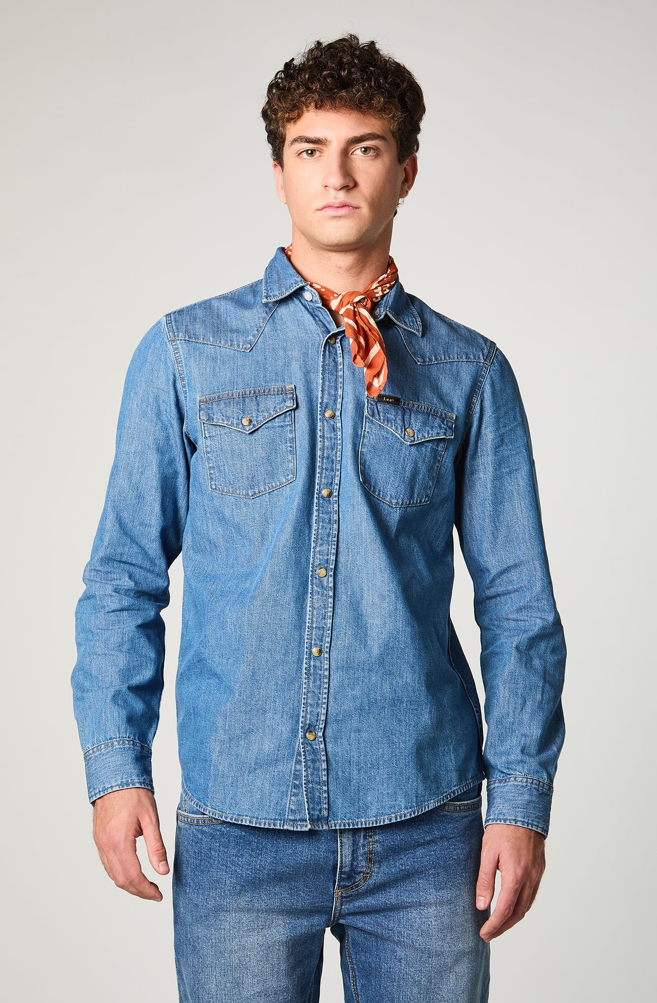Camisa Hombre Regular Western Azul
