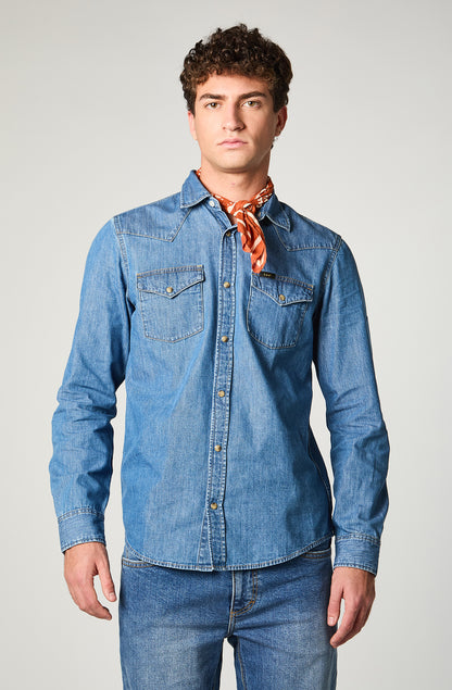 Camisa Hombre Regular Western Azul