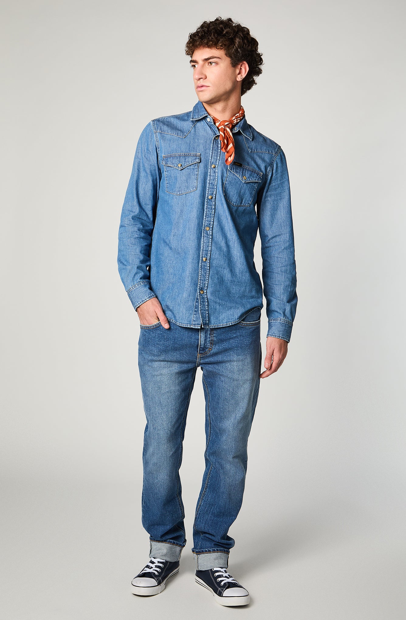 Camisa Hombre Regular Western Azul