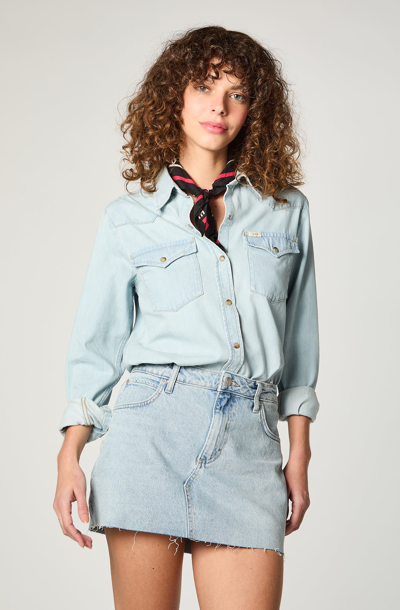 Camisa Mujer Regular Western Celeste