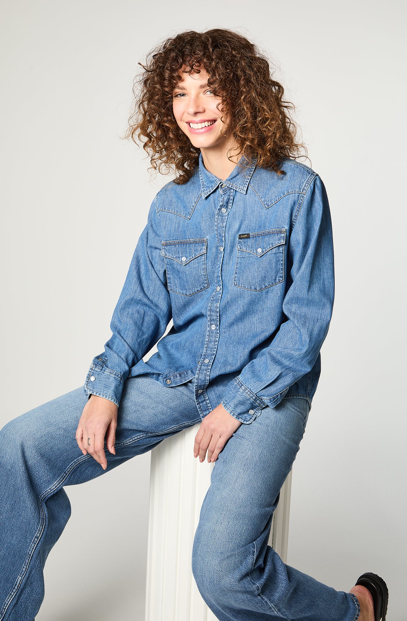 Camisa Mujer Regular Western Azul