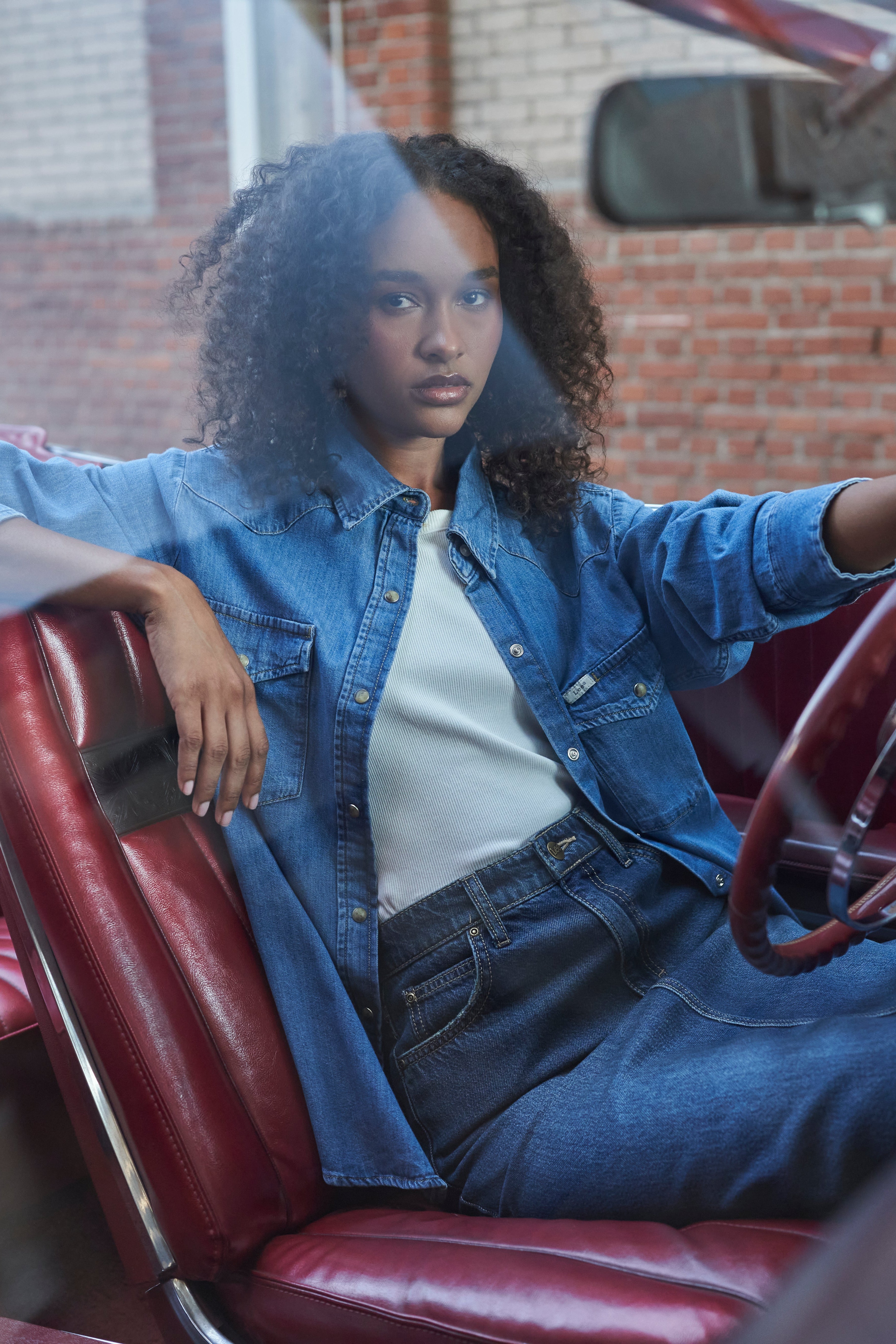 Camisa Mujer Regular Western Azul