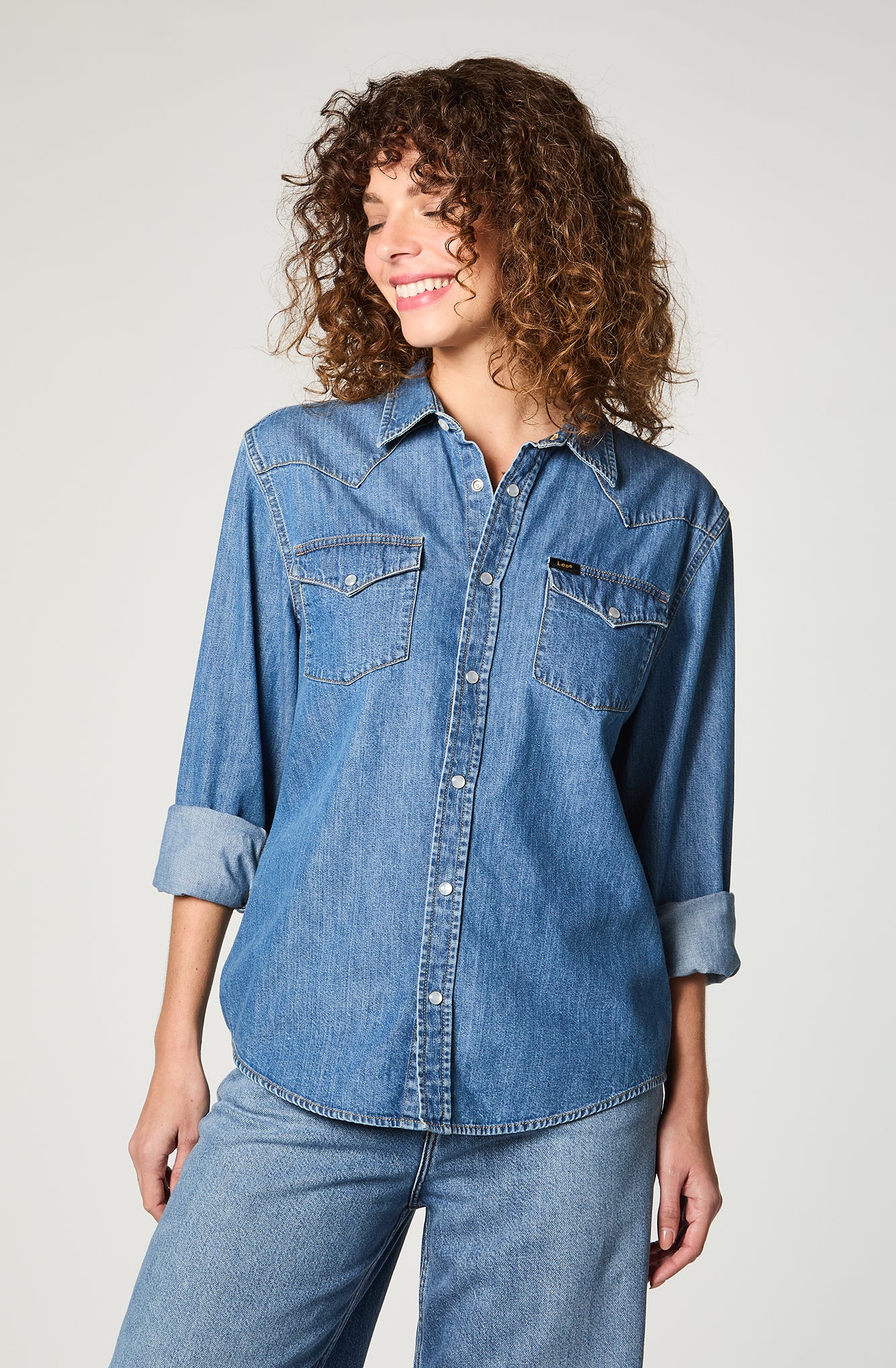 Camisa Mujer Regular Western Azul