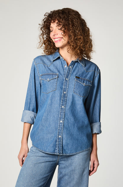 Camisa Mujer Regular Western Azul