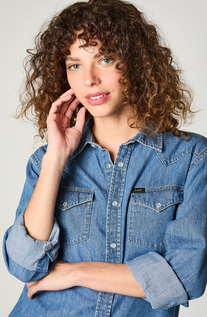 Camisa Mujer Regular Western Azul