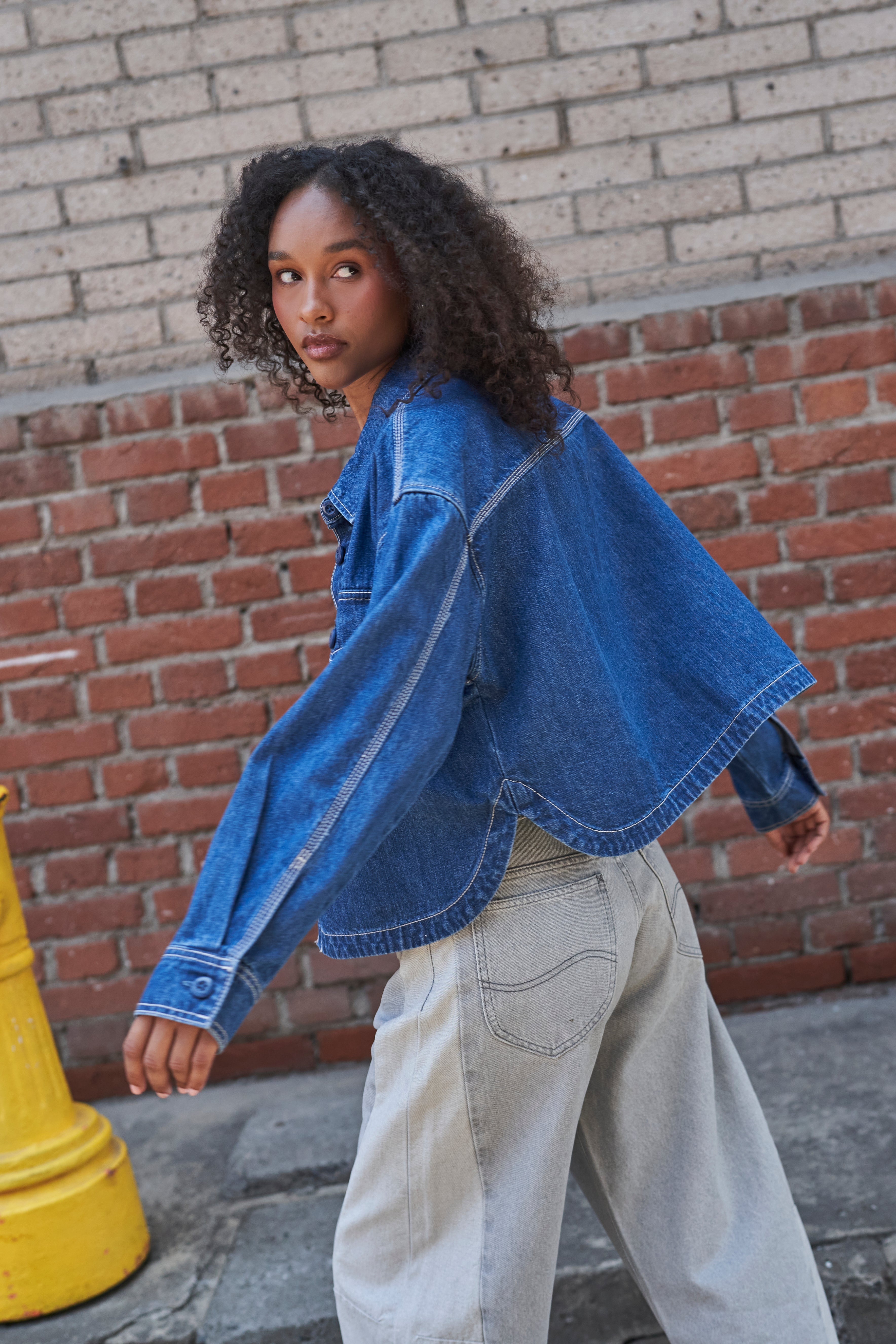 Chaqueta Mujer Crop Azul Utility