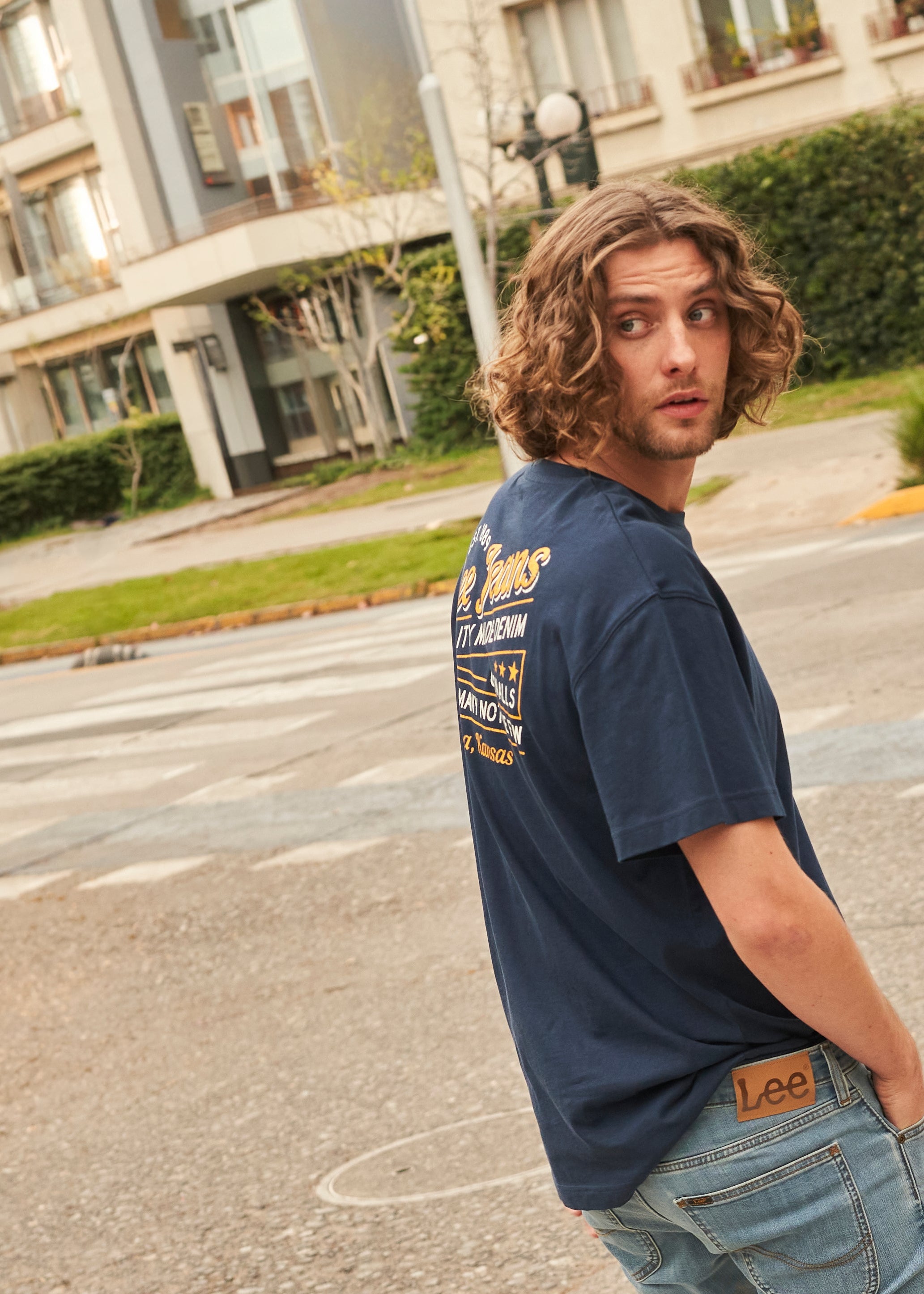 Polera Hombre Print Regular Fit Azul