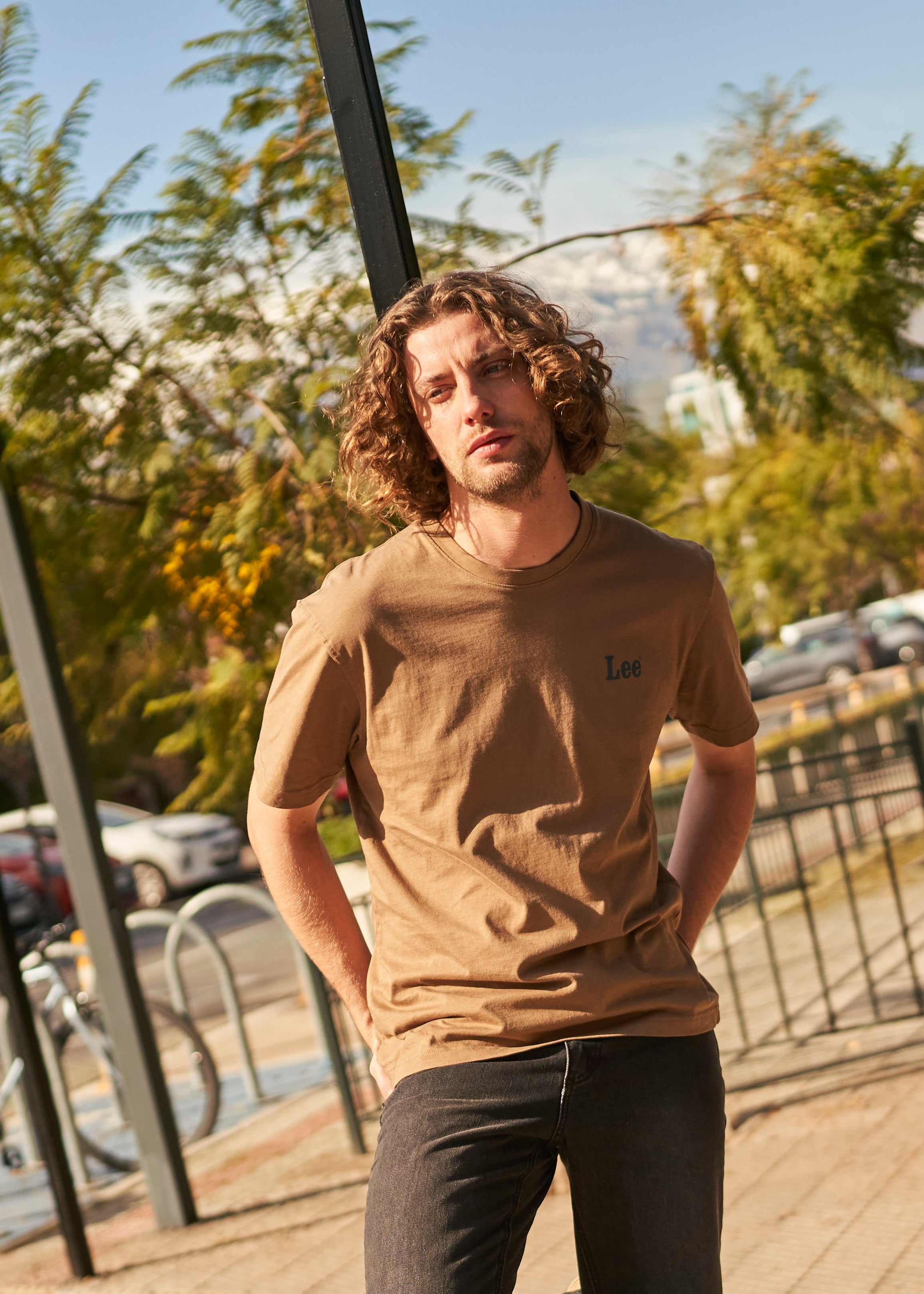 Polera Hombre Print Regular Fit Tostado