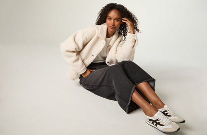 Chaqueta Mujer Crop Ecru Sherpa