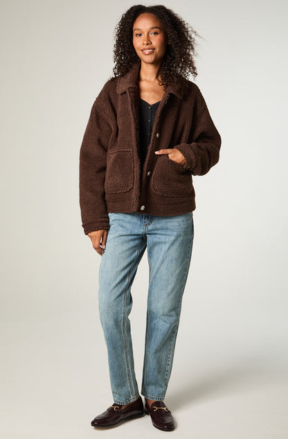 Chaqueta Mujer Crop Chocolate Sherpa