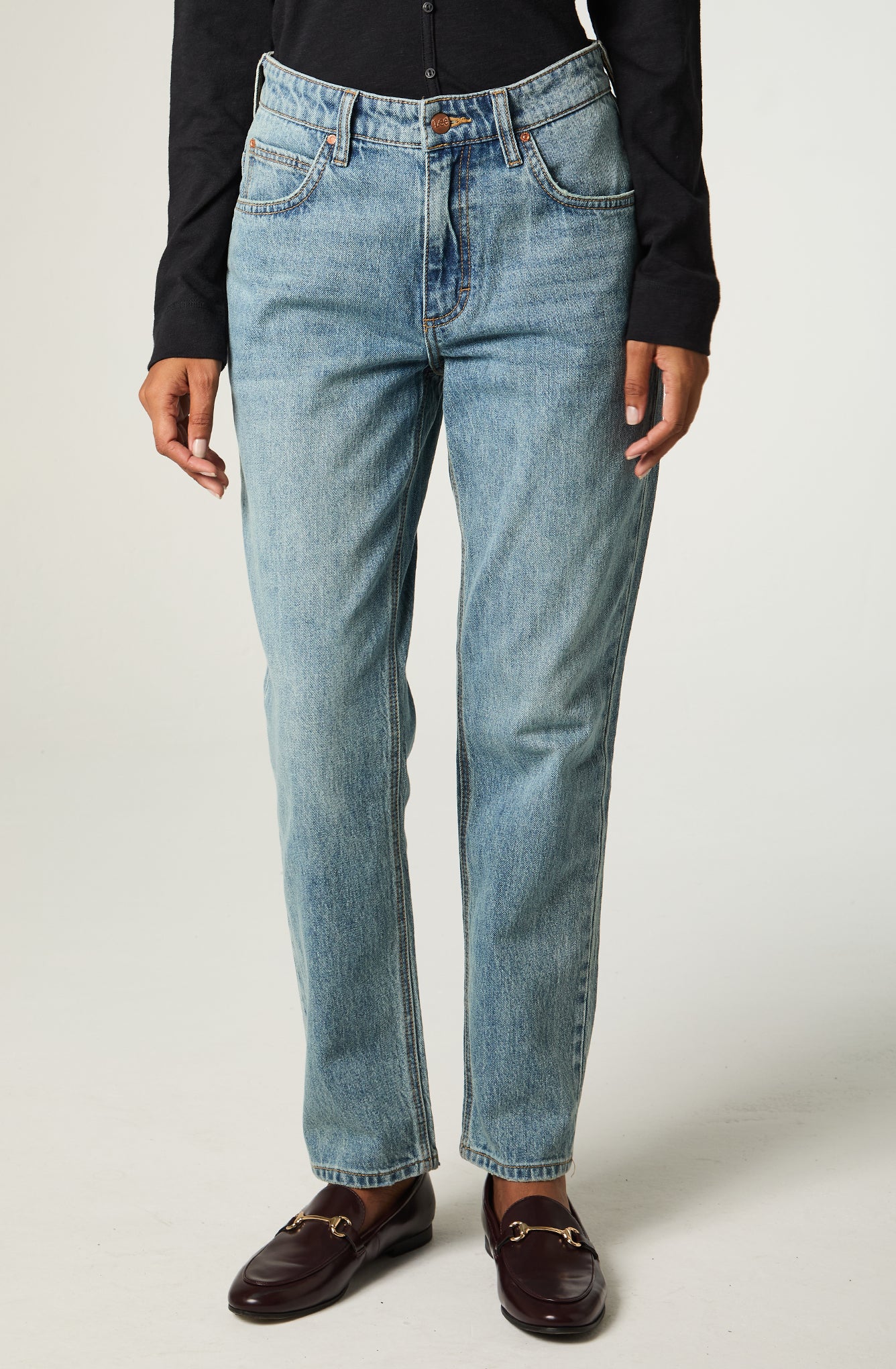 Jeans Mujer Slim Straight Azul Claro Rider