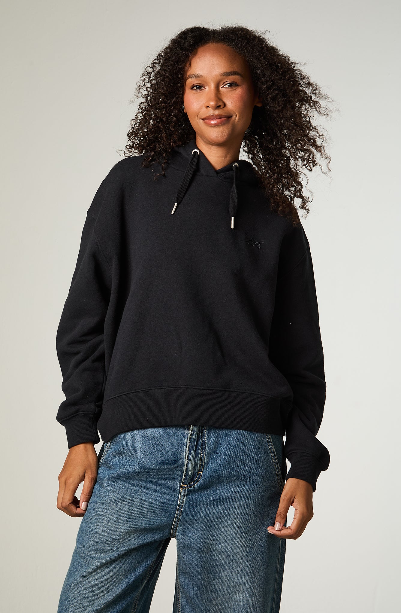 Poleron Mujer Regular Negro Hoodie