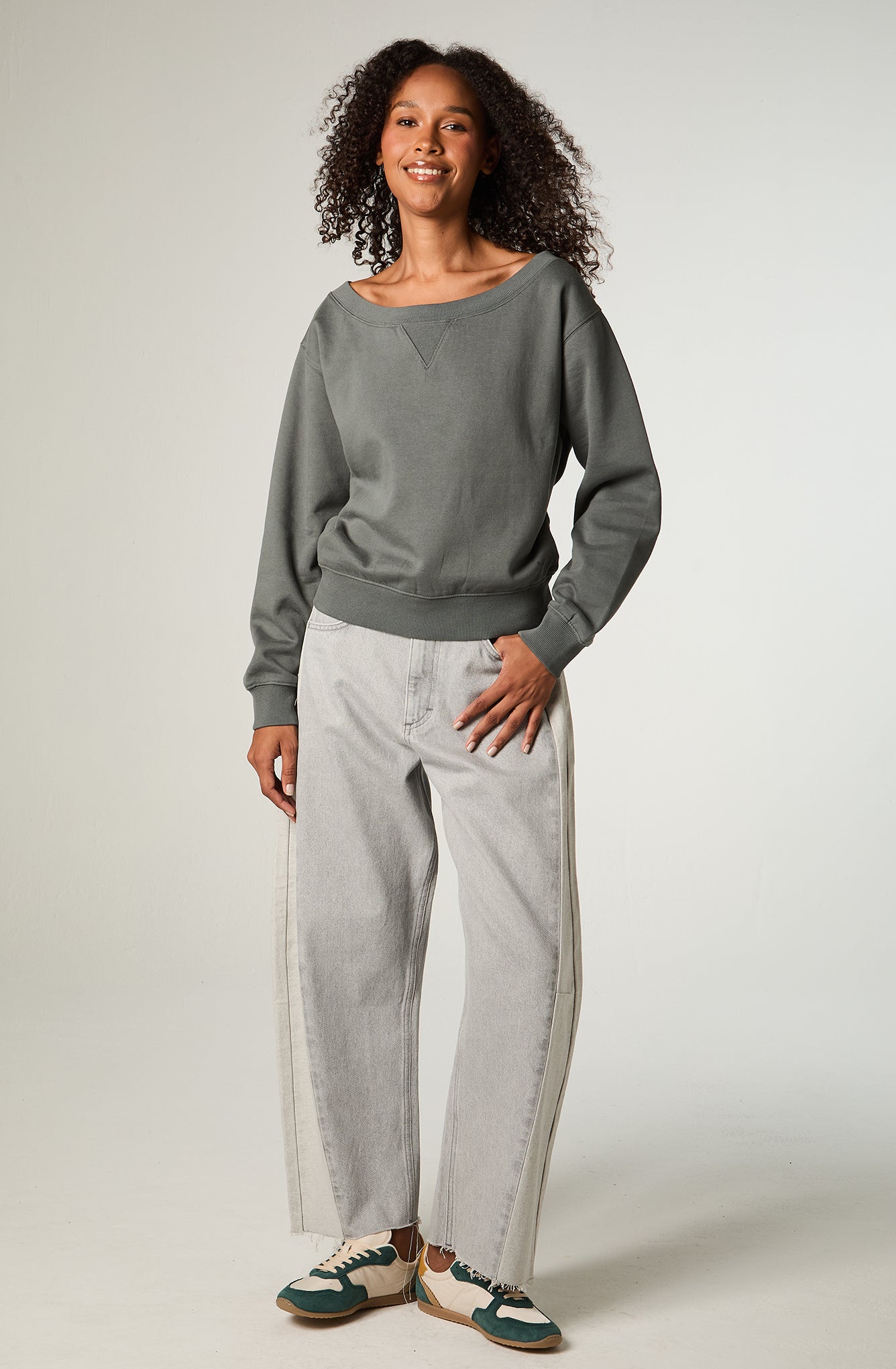 Poleron Mujer Crop Petroleo Shoulders