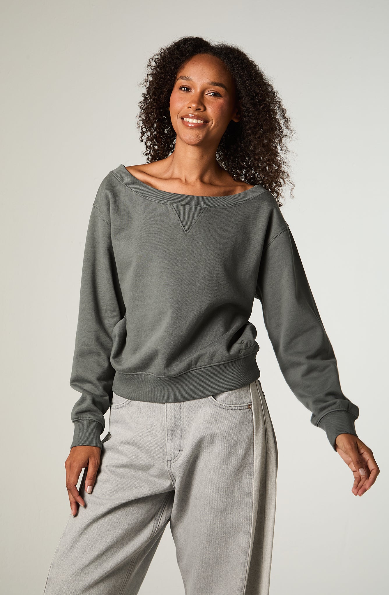 Poleron Mujer Crop Petroleo Shoulders