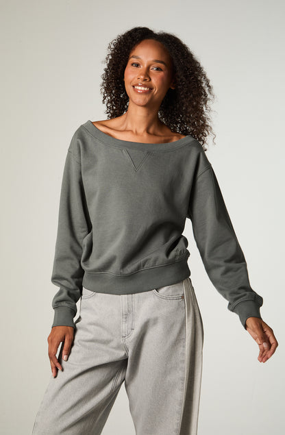 Poleron Mujer Crop Petroleo Shoulders