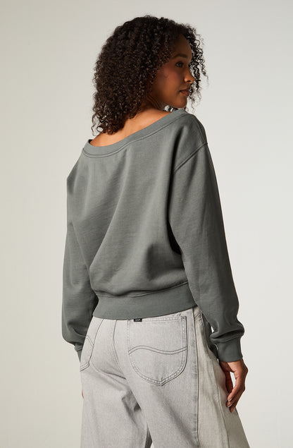 Poleron Mujer Crop Petroleo Shoulders