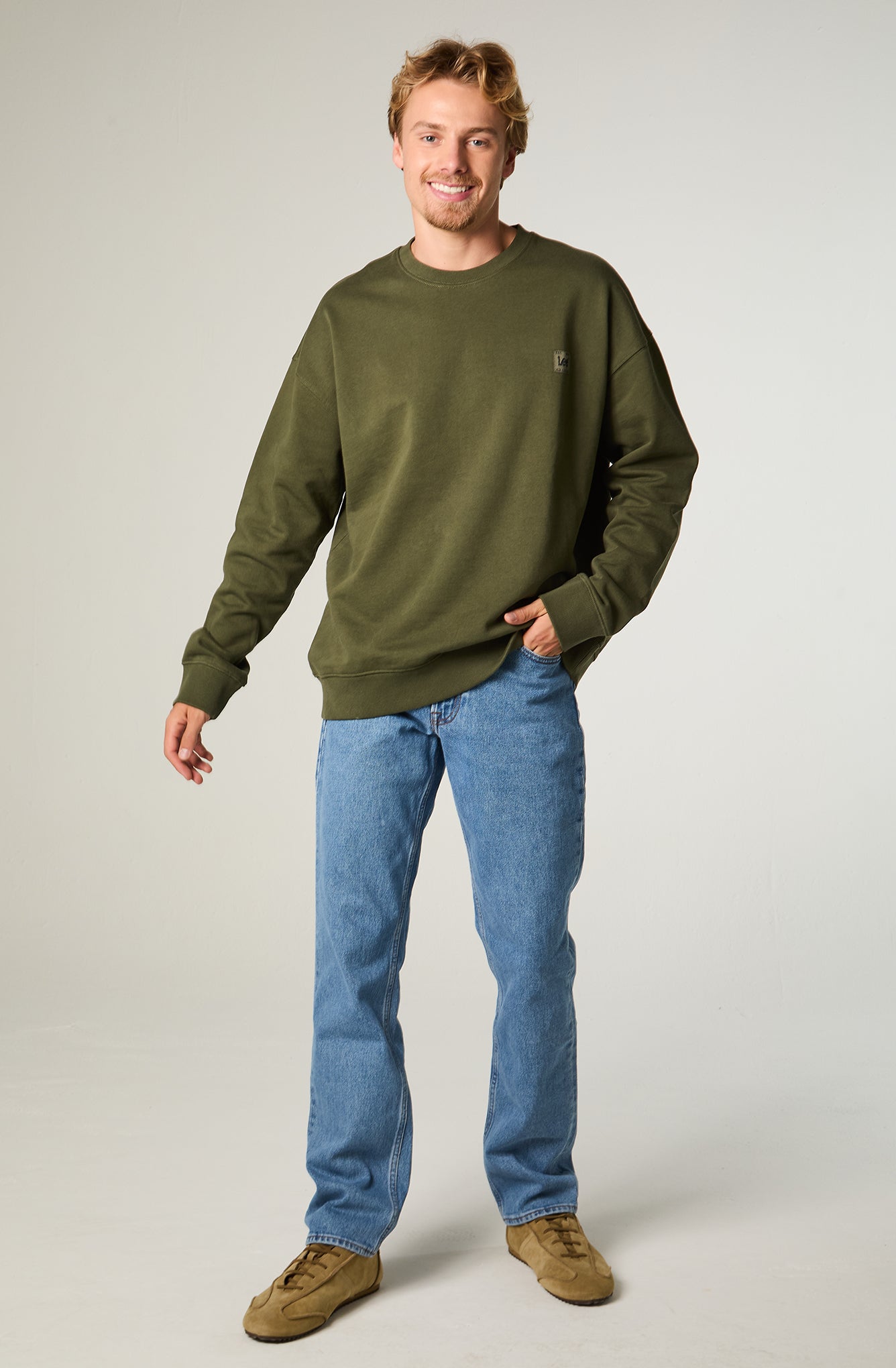 Poleron Hombre Regular Verde Militar Label