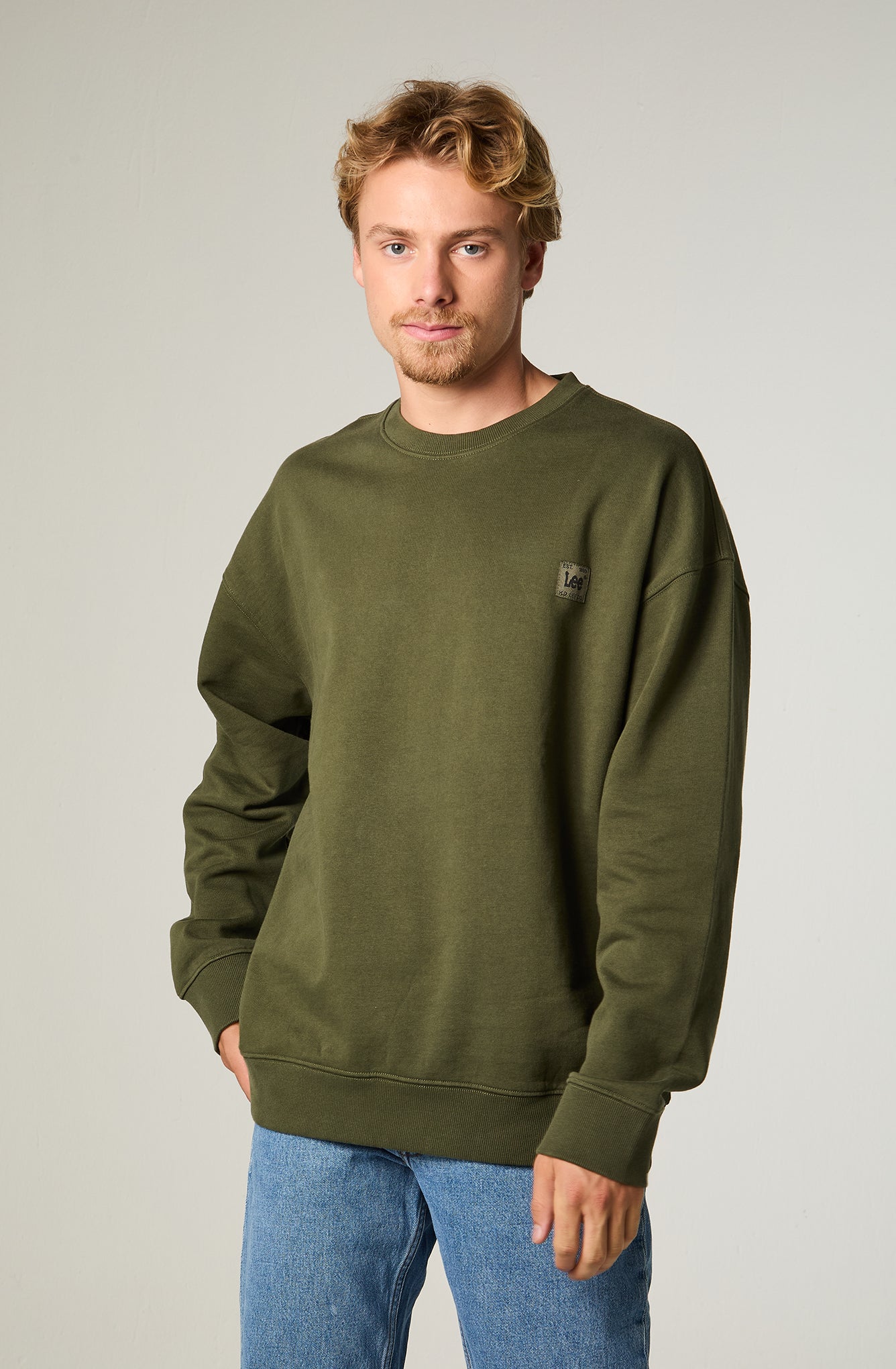 Poleron Hombre Regular Verde Militar Label