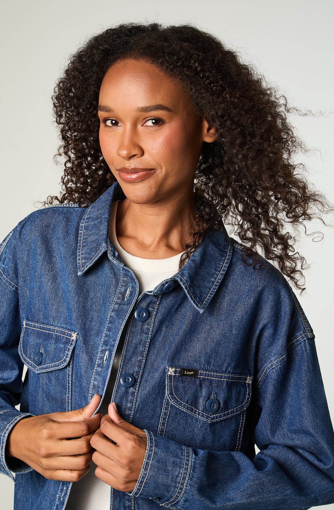 Chaqueta Mujer Crop Azul Utility