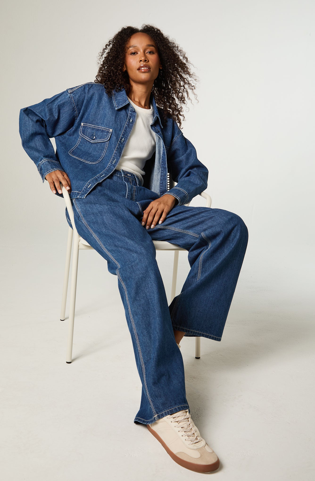 Chaqueta Mujer Crop Azul Utility