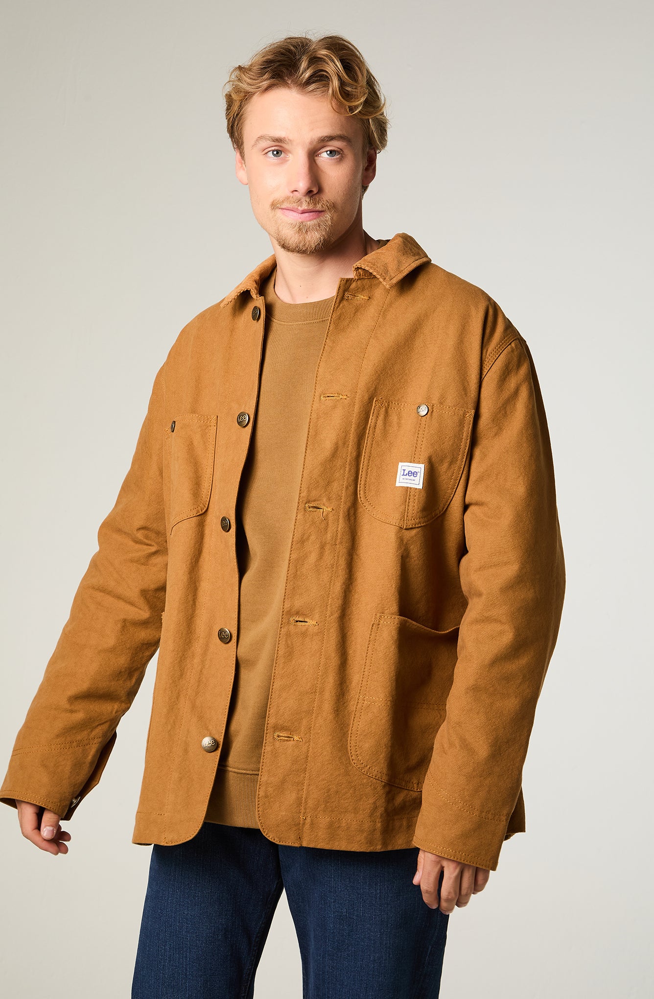 Chaqueta Hombre Loose Camel Canvas