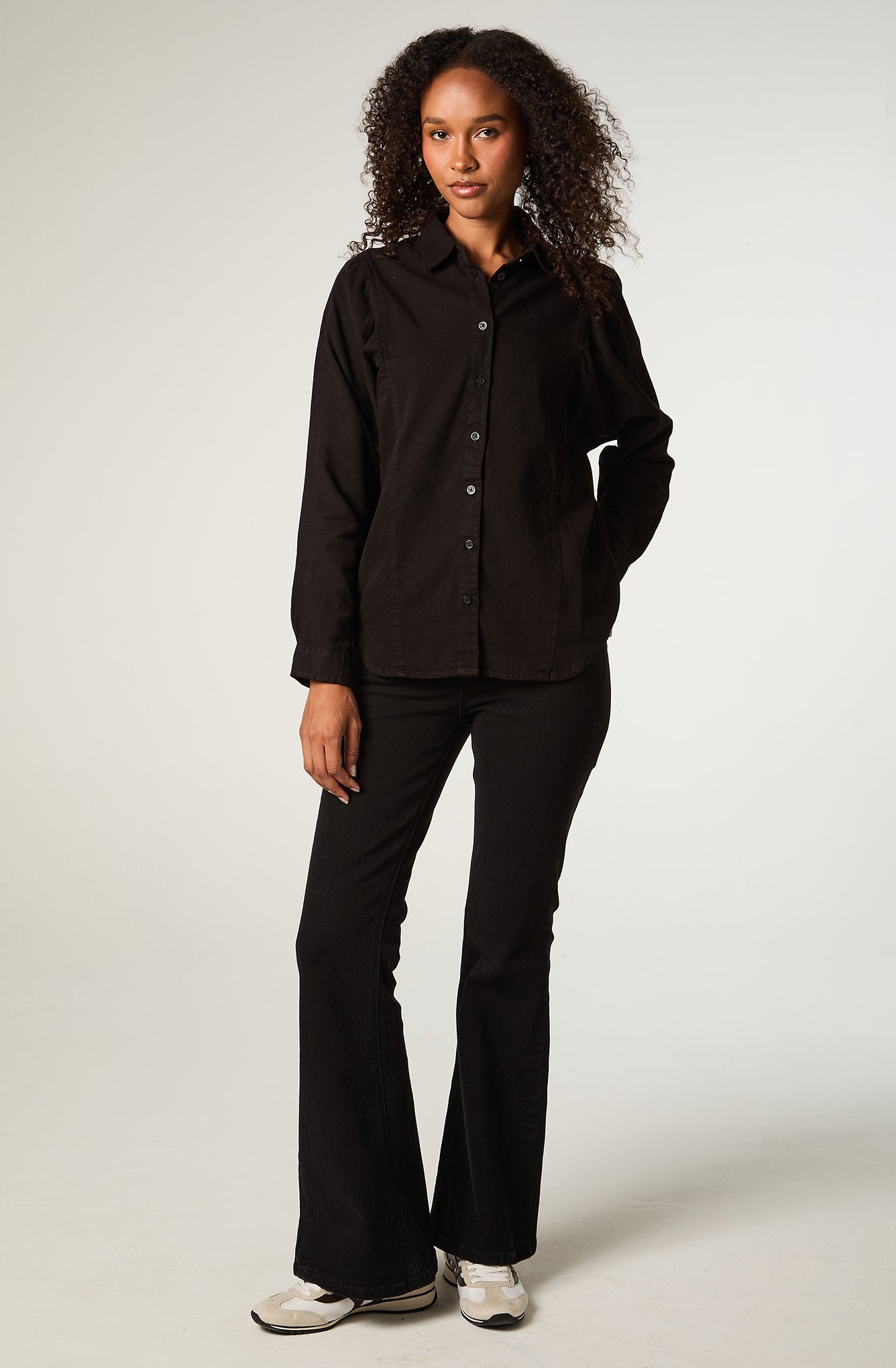 Blusa Mujer Volume Sleeve Shirt Black Yonder