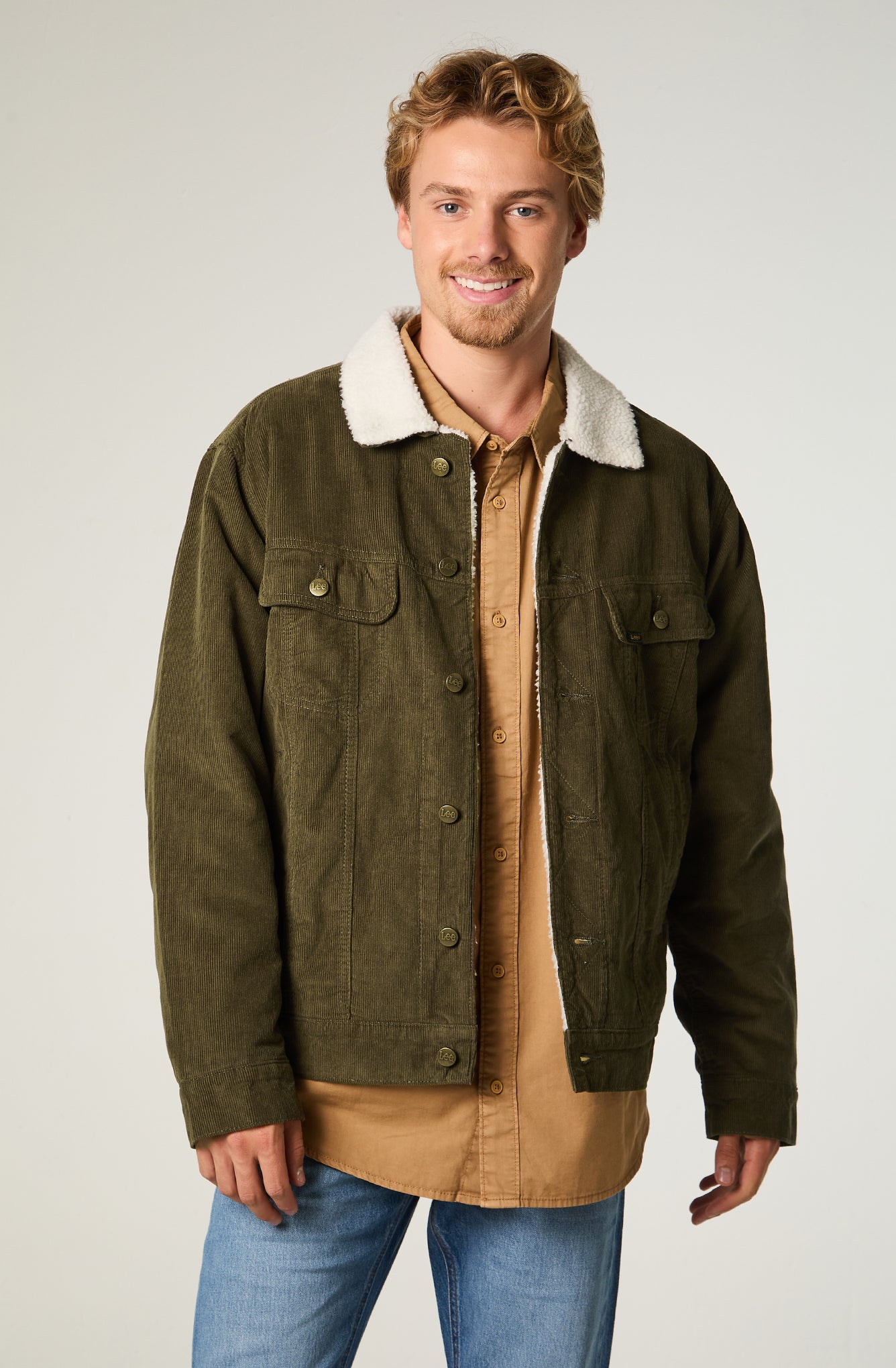 Chaqueta Hombre Regular Verde Militar Cotele