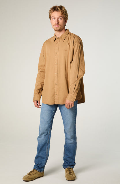 Camisa Ml Hombre Regular Kahki Bordado