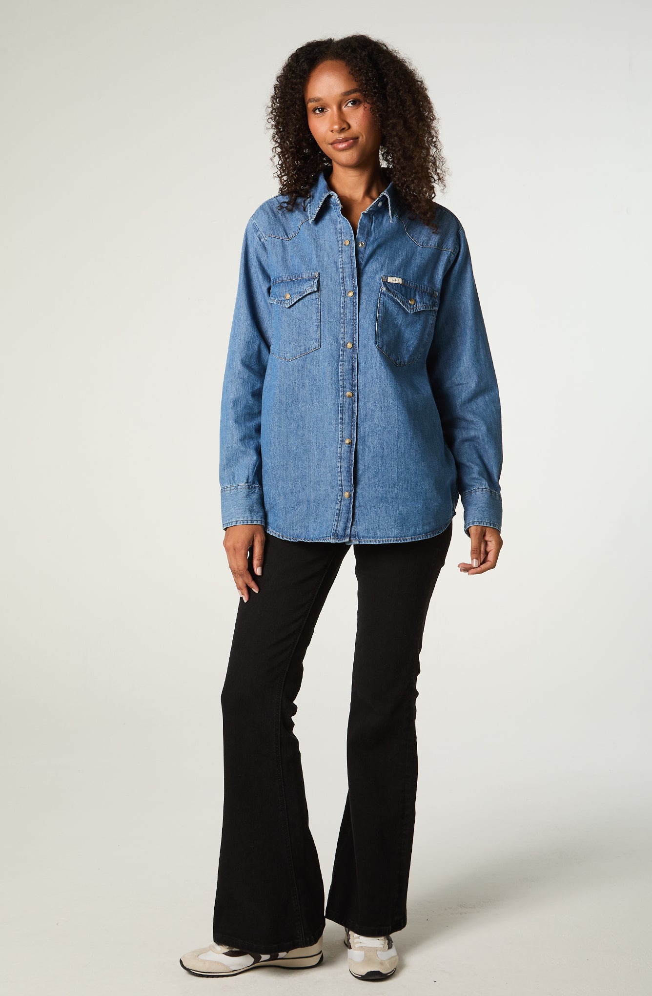 Camisa Mujer Regular Western Azul