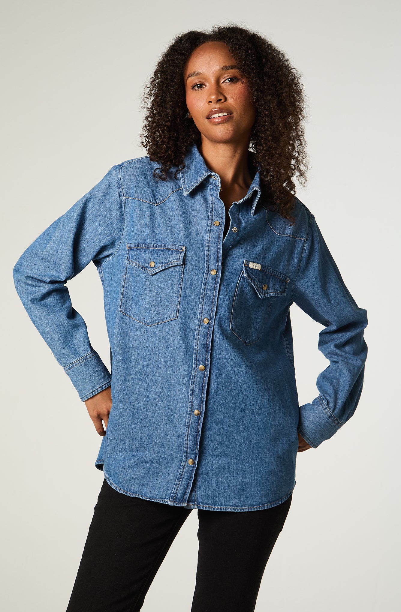 Camisa Mujer Regular Western Azul