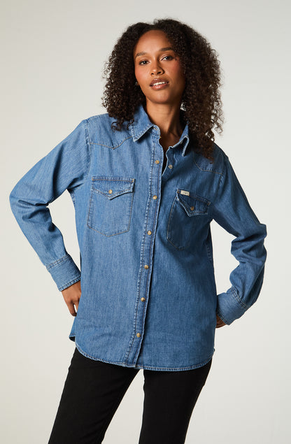 Camisa Mujer Regular Western Azul