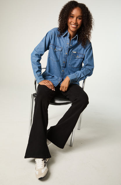 Camisa Mujer Regular Western Azul