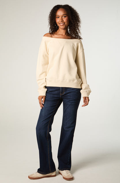 Poleron Mujer Crop Ecru Shoulders