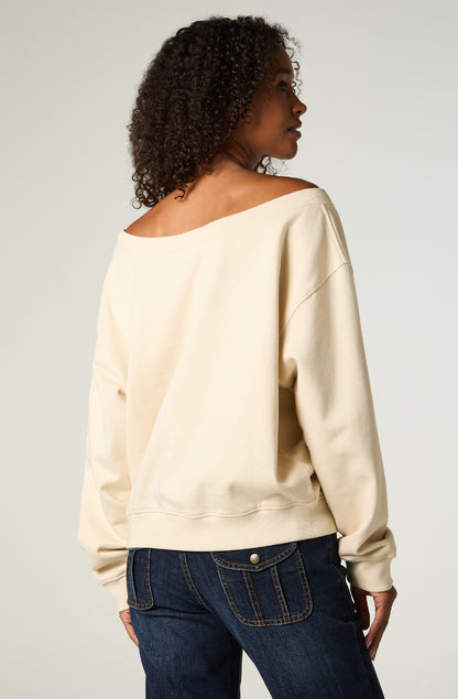 Poleron Mujer Crop Ecru Shoulders