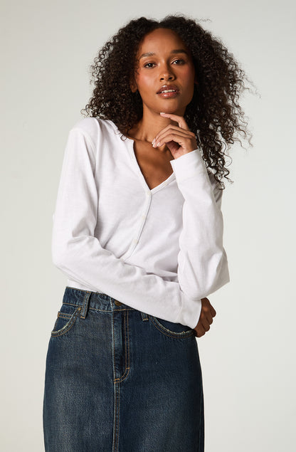 Polera ML Mujer Regular Ecru Henley