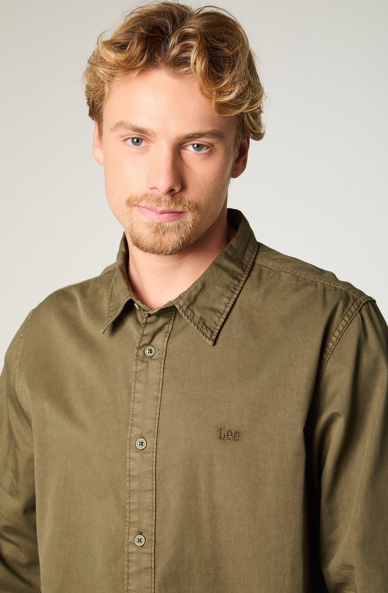 Camisa Ml Hombre Regular Verde Bordado