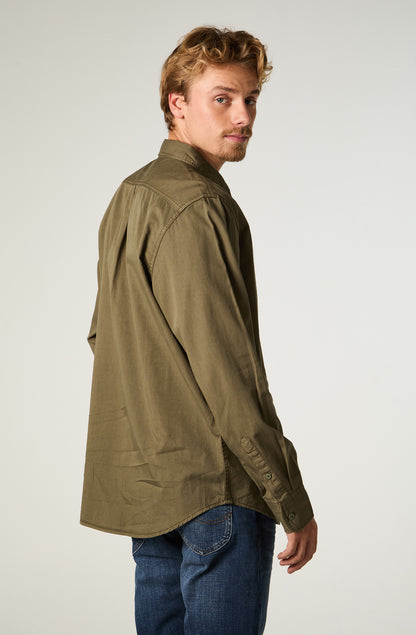 Camisa Ml Hombre Regular Verde Bordado