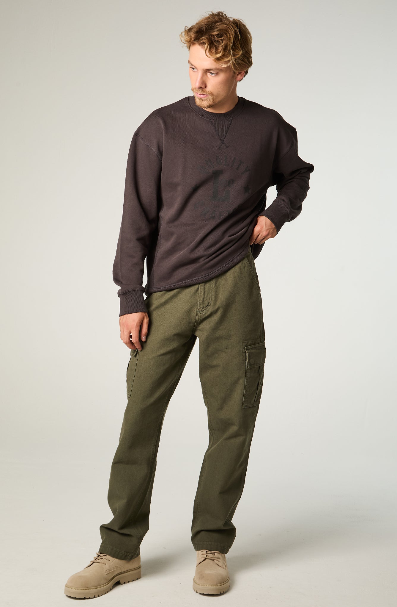 Pantalon Hombre Cargo Verde Relaxed