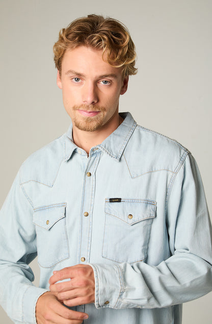 Camisa Hombre Regular Western Celeste