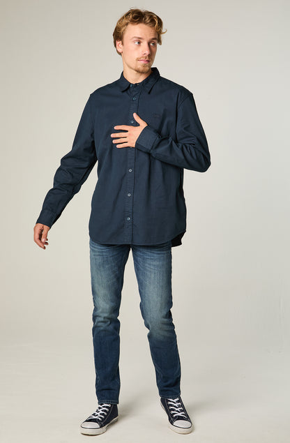 Camisa ML Hombre Regular Azul Bordado