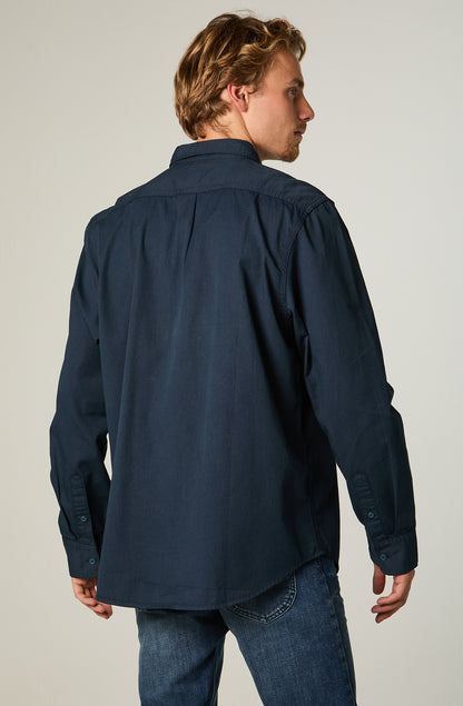 Camisa ML Hombre Regular Azul Bordado