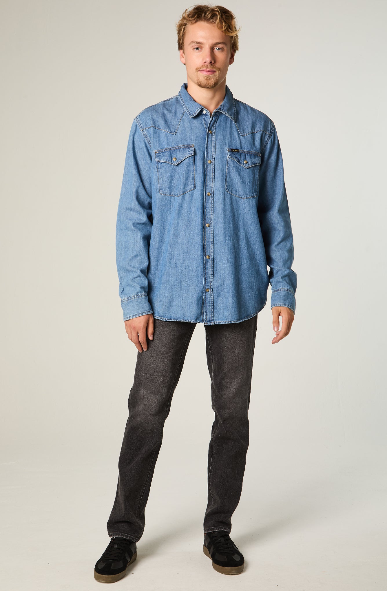 Camisa Hombre Regular Western Azul