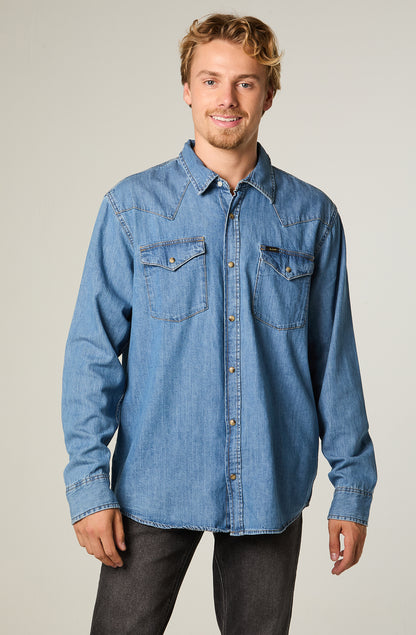 Camisa Hombre Regular Western Azul
