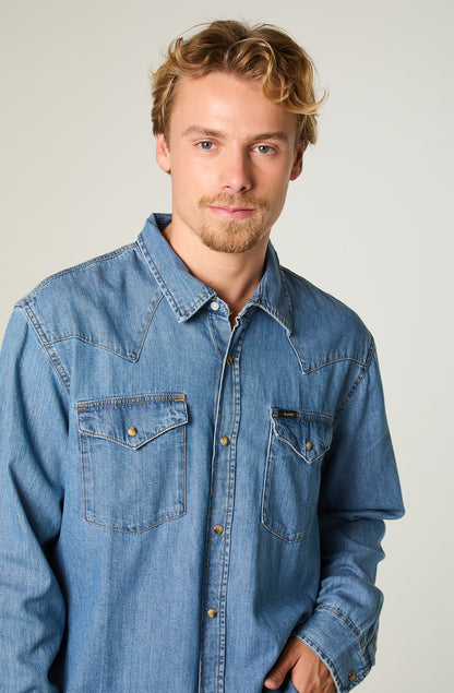 Camisa Hombre Regular Western Azul